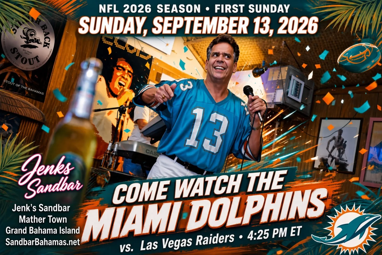First Sunday of NFL Season Begins at Sand Bar Bahamas!